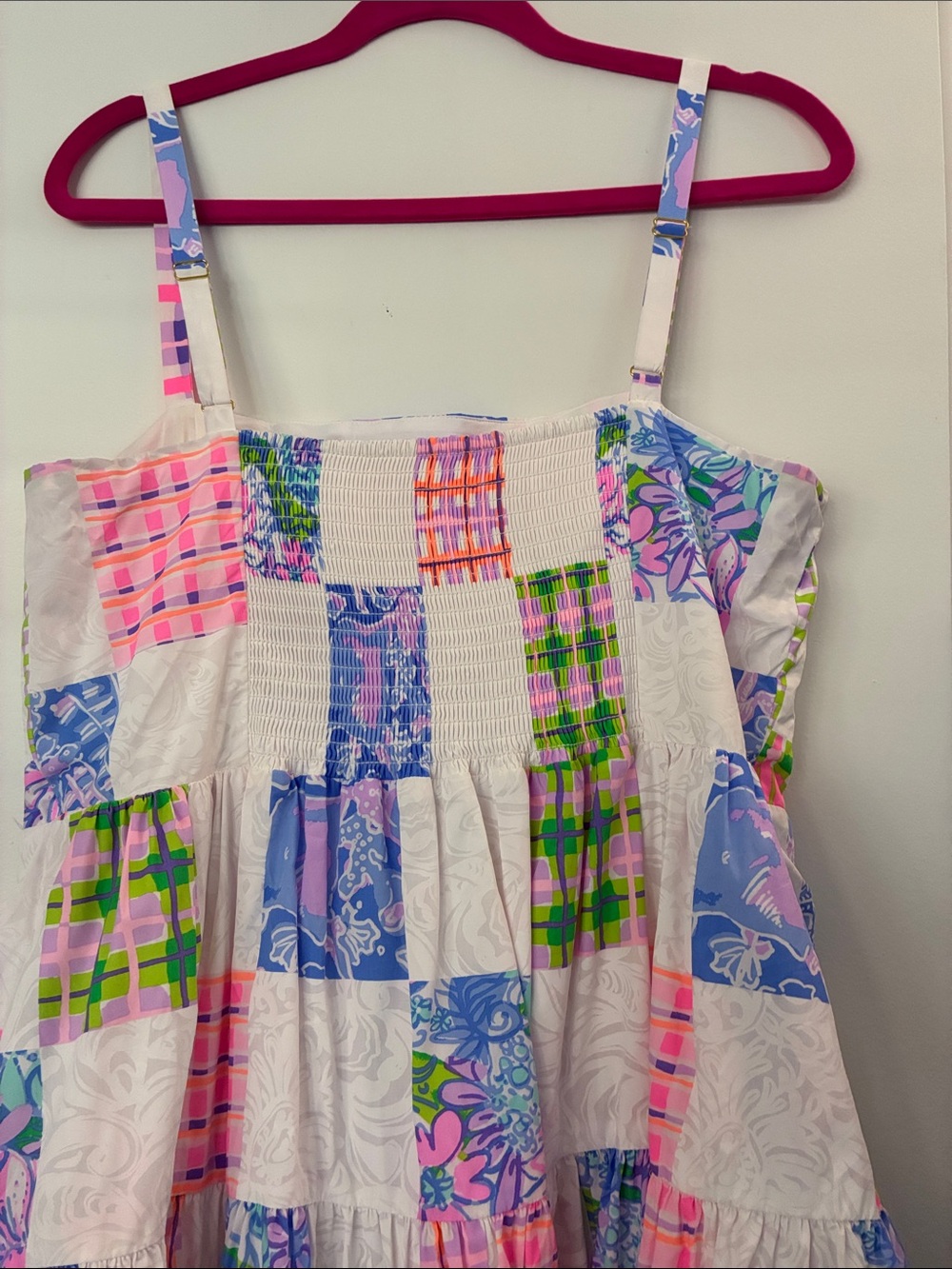 Lilly Pulitzer Patchwork Mini Dress in White, Pink, Blue, Green - Picture 4 of 5